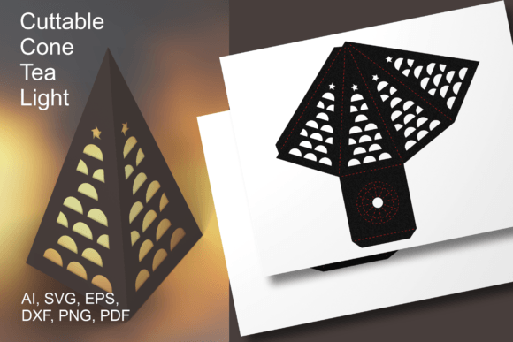 Half Circles Patterned Cone Lantern SVG – A Versatile DIY Decor Template