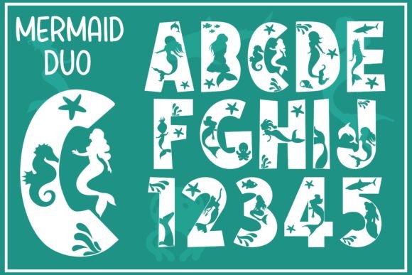 Mermaid Duo: A Decorative Font with a Playful Ocean Vibe